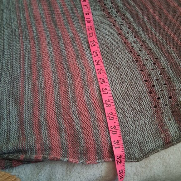 Ulla Popken Women's Size 32/34 Pink Brown Stripe Light Knit Poncho Style Sweater - Picture 11 of 11